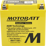 Motobatt MBT14B4 Battery - 12V 13Ah 180CCA Sealed AGM