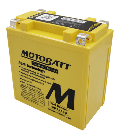 Motobatt MBTX16U Battery - 12V 19Ah 270CCA Sealed AGM