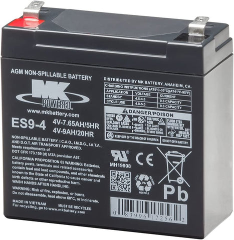 MK ES9-4 Battery - 4V 9Ah Sealed AGM