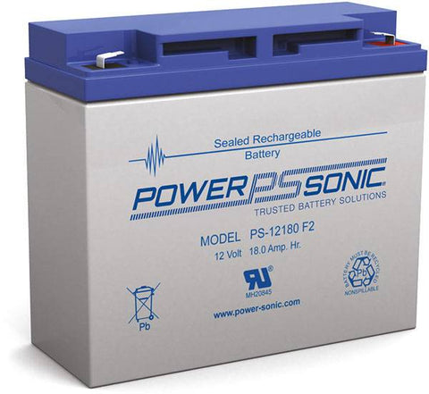Power Sonic PS-12180 F2 Battery - 12 Volt 18 Amp Hour (.250" Terminals)