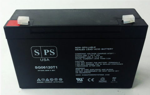 Sigma SG06120T1 Battery - 6V 12Ah .187" Terminals